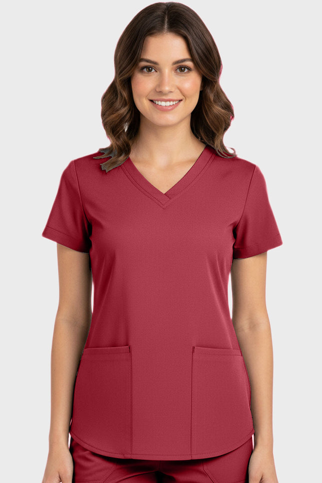 Panda Uniform Women's Shirttail Hem V-Neck Tunic Scrub Top - Made In USA