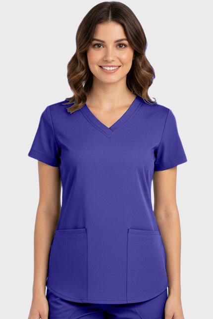 Panda Uniform Women's Shirttail Hem V-Neck Tunic Scrub Top