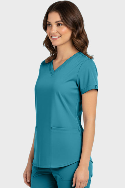 Panda Uniform Women's Shirttail Hem V-Neck Tunic Scrub Top