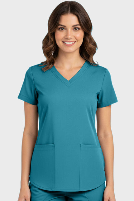 Panda Uniform Women's Shirttail Hem V-Neck Tunic Scrub Top