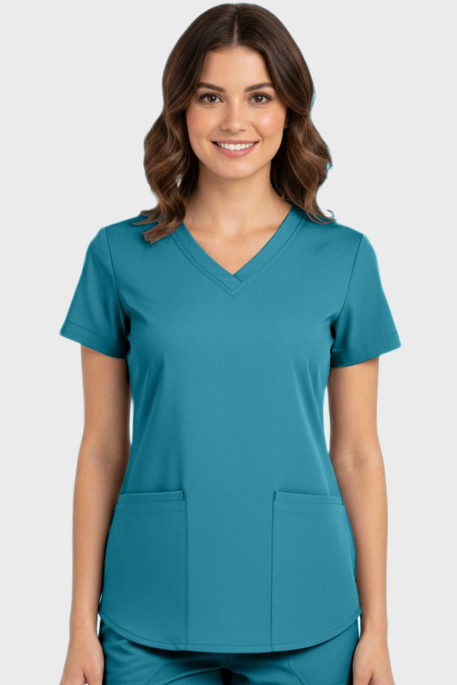 Panda Uniform Women's Shirttail Hem V-Neck Tunic Scrub Top - Made In USA
