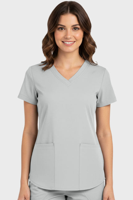 Panda Uniform Women's Shirttail Hem V-Neck Tunic Scrub Top