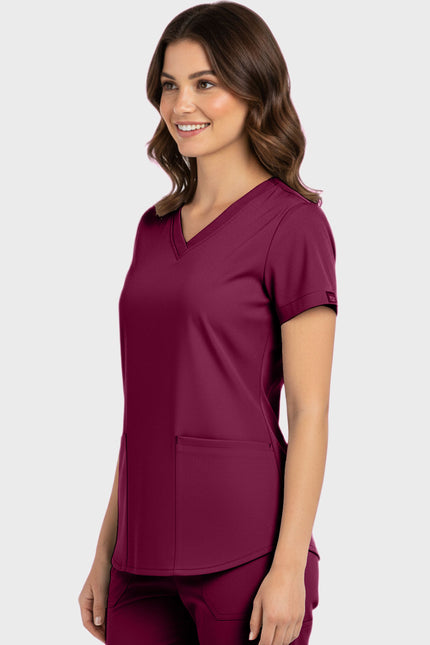 Panda Uniform Women's Shirttail Hem V-Neck Tunic Scrub Top