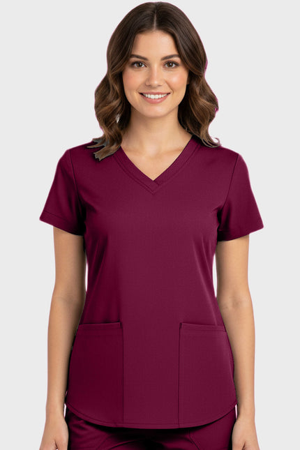 Panda Uniform Women's Shirttail Hem V-Neck Tunic Scrub Top