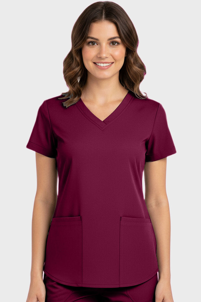 Panda Uniform Women's Shirttail Hem V-Neck Tunic Scrub Top - Made In USA
