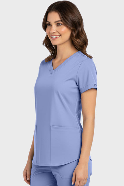 Panda Uniform Women's Shirttail Hem V-Neck Tunic Scrub Top