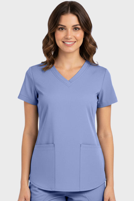 Panda Uniform Women's Shirttail Hem V-Neck Tunic Scrub Top
