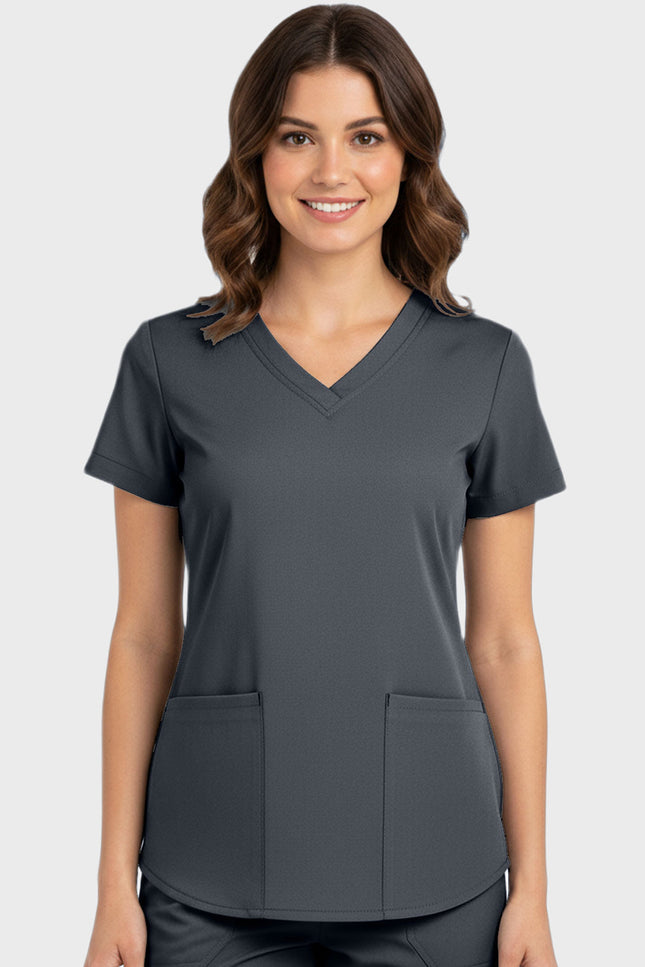 Panda Uniform Women's Shirttail Hem V-Neck Tunic Scrub Top - Made In USA