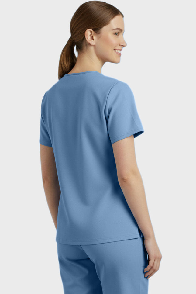 Panda Uniform Unisex Two Pocket Button Front Solid Nursing Scrub Top