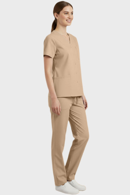 Panda Uniform Unisex Two Pocket Button Front Solid Nursing Scrub Top