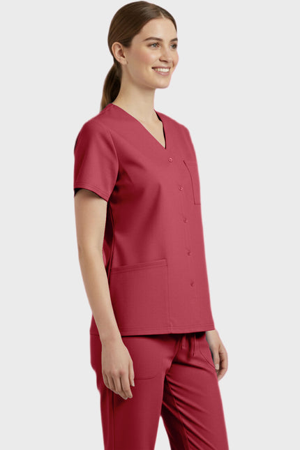 Panda Uniform Unisex Two Pocket Button Front Solid Nursing Scrub Top