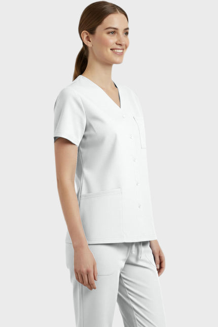 Panda Uniform Unisex Two Pocket Button Front Solid Nursing Scrub Top