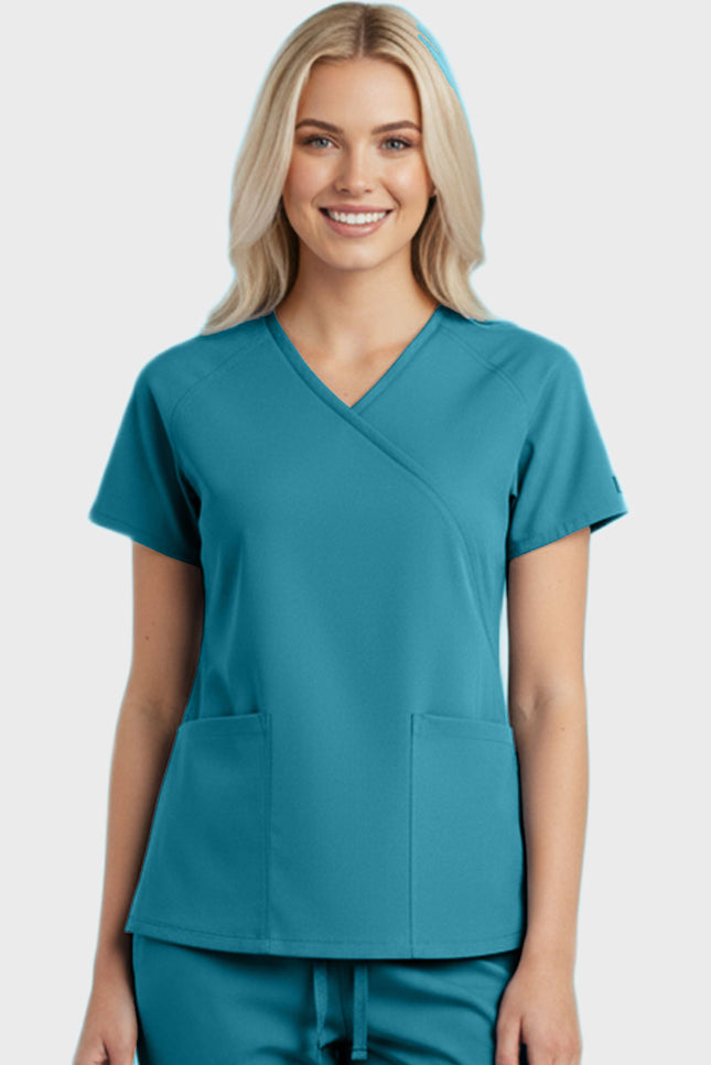 Panda Uniform Women's Two Pocket Mock Wrap Scrub Top - Made In USA