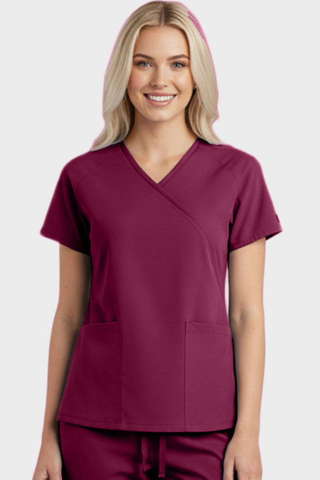 Panda Uniform Women's Two Pocket Mock Wrap Scrub Top - Made In USA