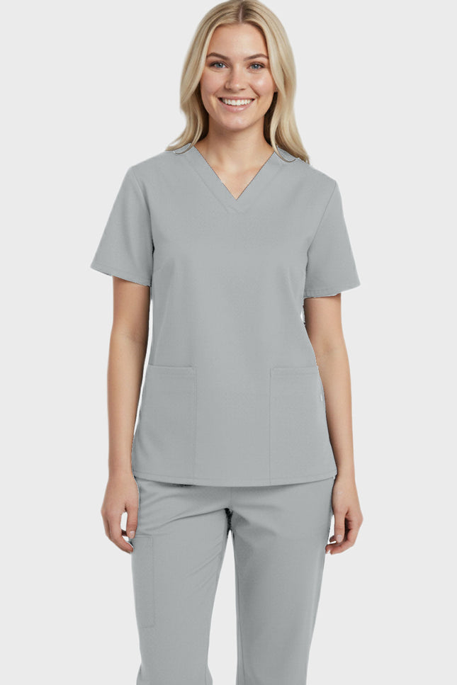 Panda Uniform Women's Two Pocket V-Neck Basic Nurse Scrub Top - Made In USA