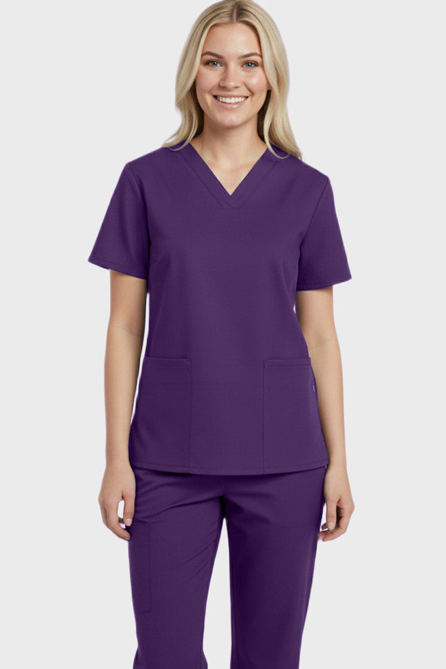 Panda Uniform Women's Two Pocket V-Neck Basic Nurse Scrub Top - Made In USA