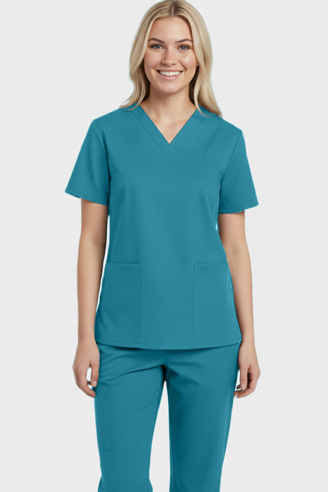 Panda Uniform Women's Two Pocket V-Neck Basic Nurse Scrub Top - Made In USA