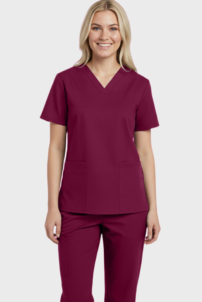 Panda Uniform Women's Two Pocket V-Neck Basic Nurse Scrub Top - Made In USA