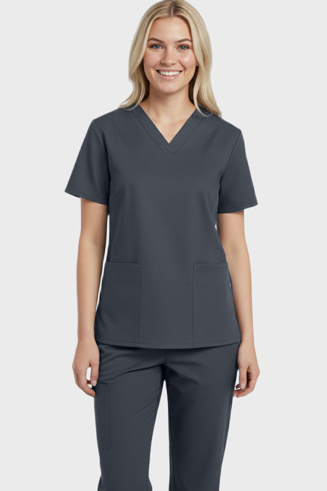 Panda Uniform Women's Two Pocket V-Neck Basic Nurse Scrub Top - Made In USA