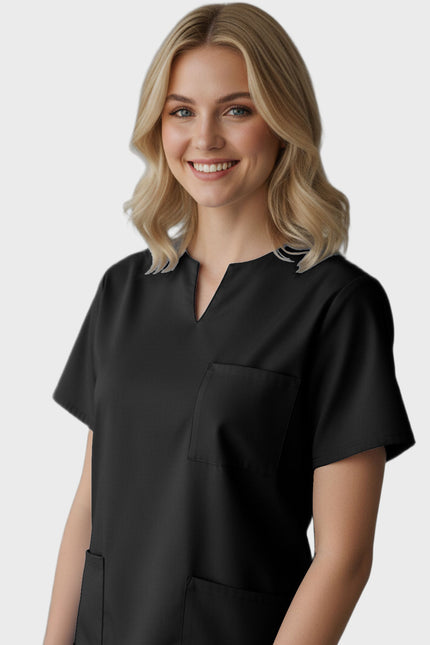 Panda Uniform Women's Three Pocket Split Neck Nursing Scrub Top