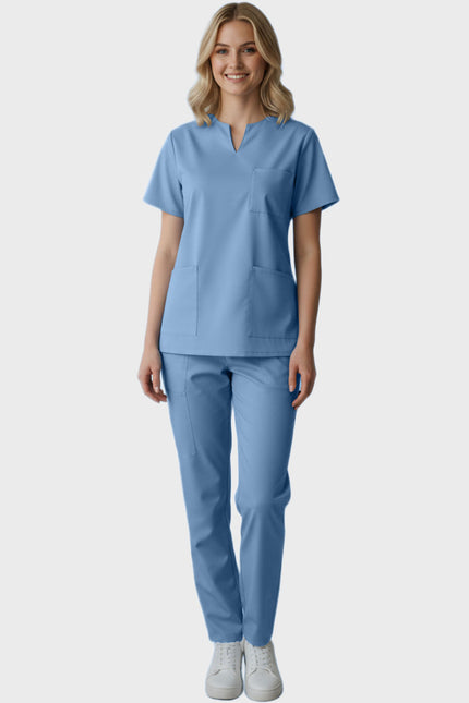 Panda Uniform Women's Three Pocket Split Neck Nursing Scrub Top