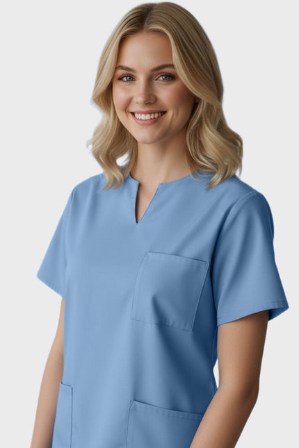 Panda Uniform Women's Three Pocket Split Neck Nursing Scrub Top