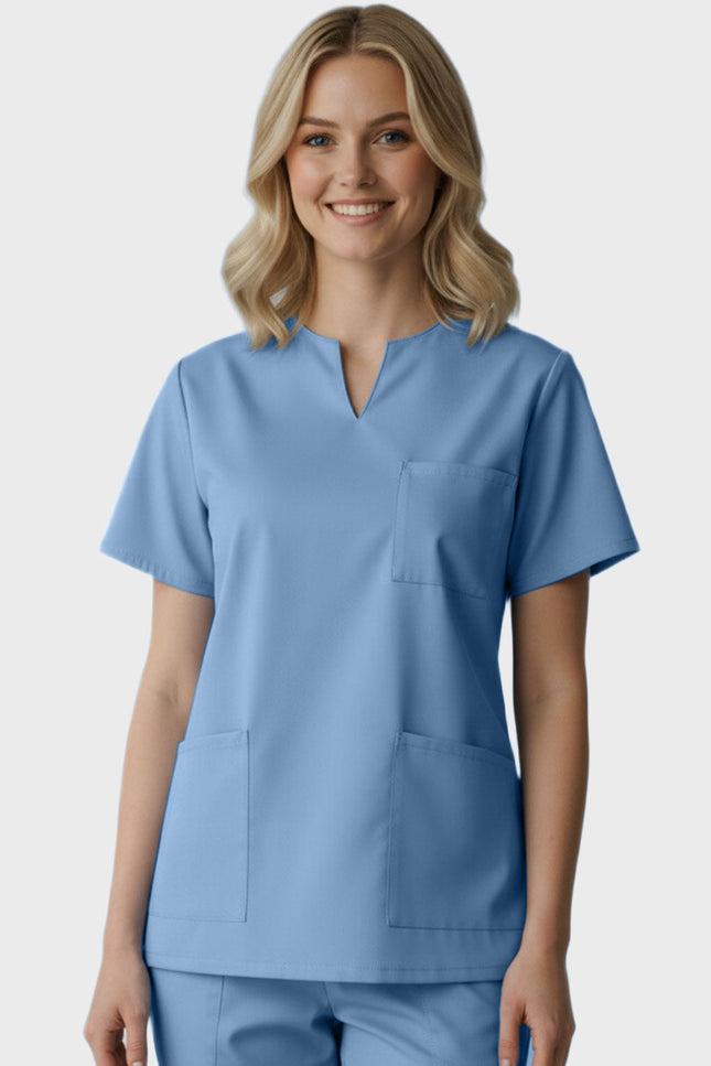 Panda Uniform Women's Three Pocket Split Neck Nursing Scrub Top