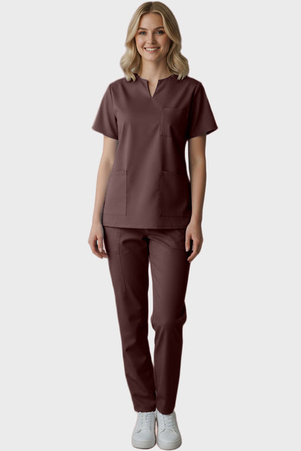Panda Uniform Women's Three Pocket Split Neck Nursing Scrub Top
