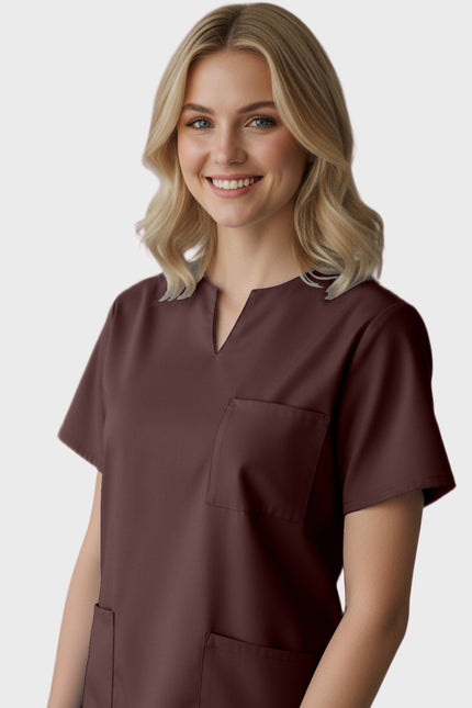 Panda Uniform Women's Three Pocket Split Neck Nursing Scrub Top