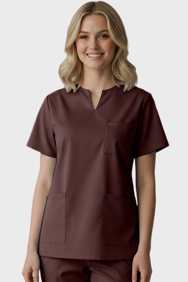 Panda Uniform Women's Three Pocket Split Neck Nursing Scrub Top - Made In USA