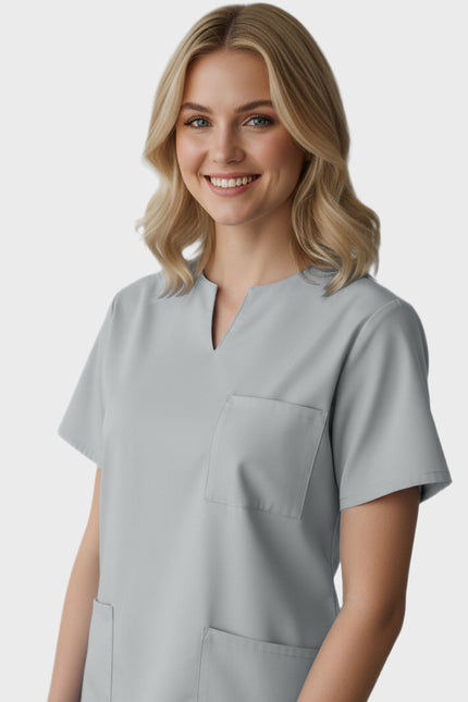 Panda Uniform Women's Three Pocket Split Neck Nursing Scrub Top