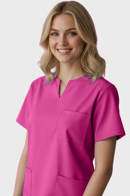 Panda Uniform Women's Three Pocket Split Neck Nursing Scrub Top