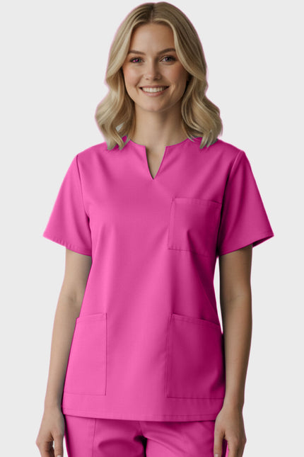 Panda Uniform Women's Three Pocket Split Neck Nursing Scrub Top