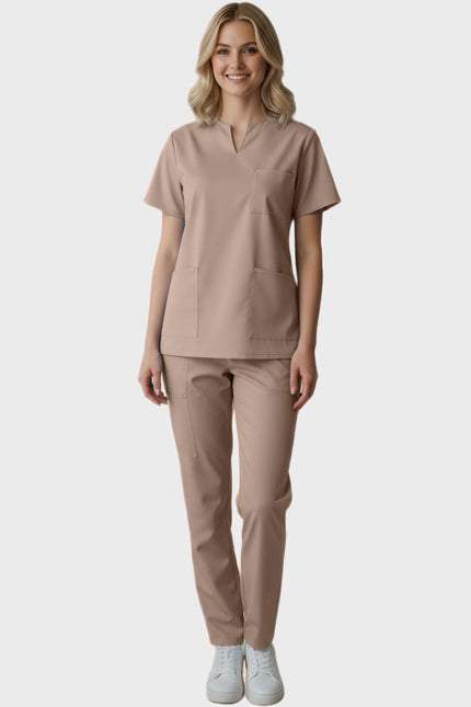 Panda Uniform Women's Three Pocket Split Neck Nursing Scrub Top