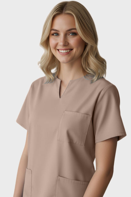 Panda Uniform Women's Three Pocket Split Neck Nursing Scrub Top