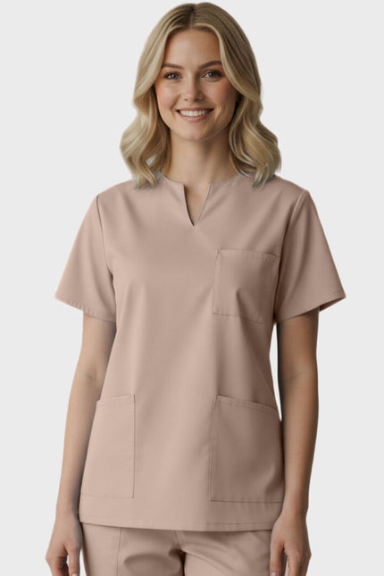 Panda Uniform Women's Three Pocket Split Neck Nursing Scrub Top