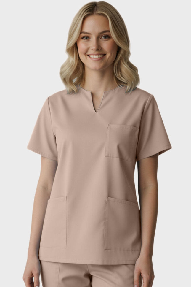 Panda Uniform Women's Three Pocket Split Neck Nursing Scrub Top - Made In USA