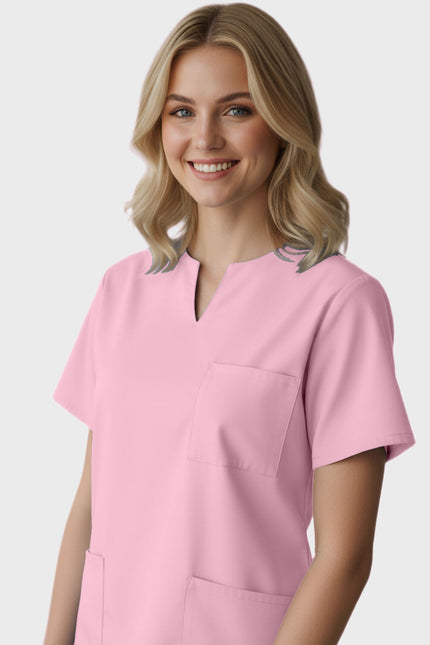 Panda Uniform Women's Three Pocket Split Neck Nursing Scrub Top