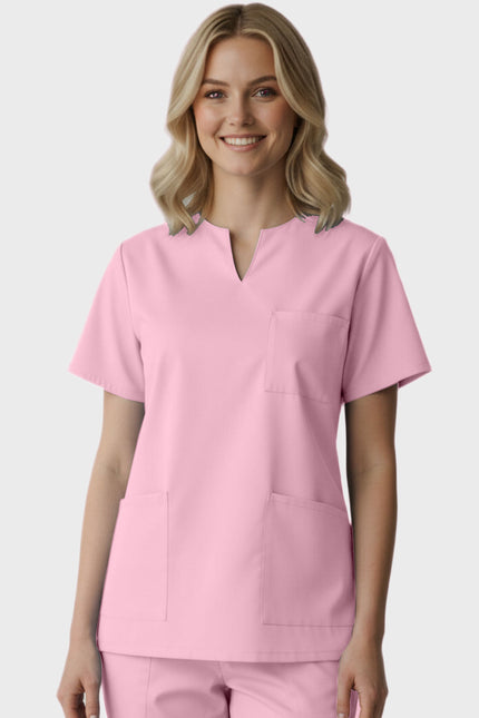 Panda Uniform Women's Three Pocket Split Neck Nursing Scrub Top
