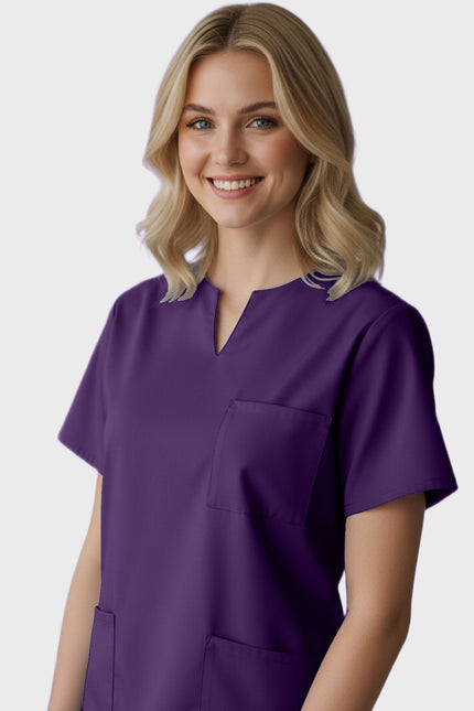 Panda Uniform Women's Three Pocket Split Neck Nursing Scrub Top