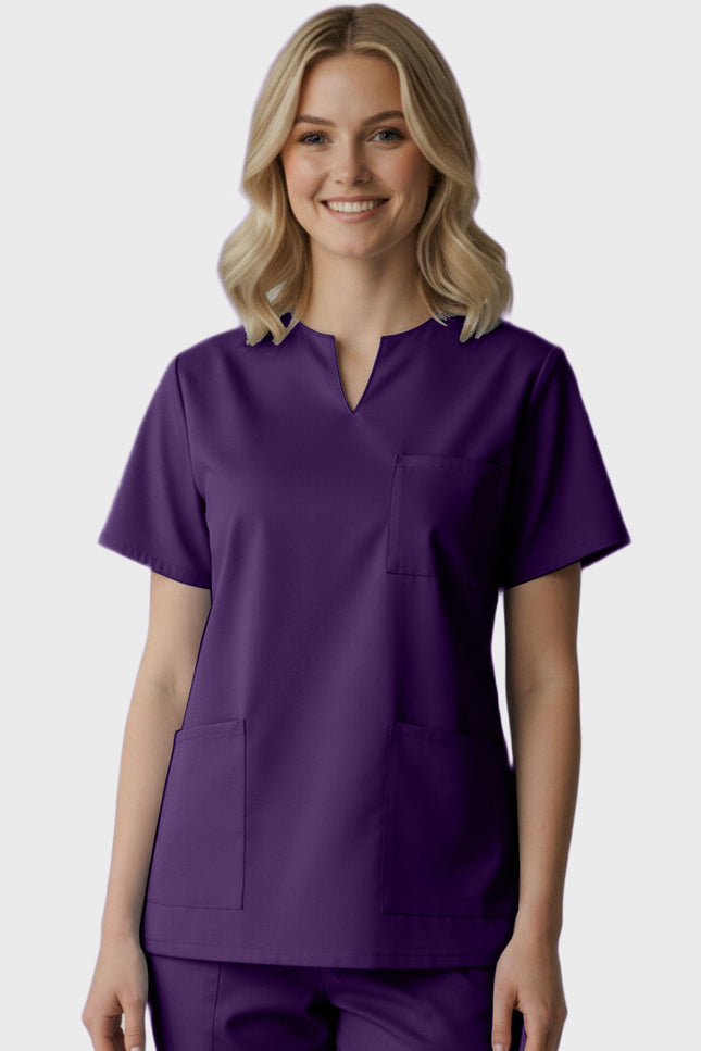 Panda Uniform Women's Three Pocket Split Neck Nursing Scrub Top - Made In USA