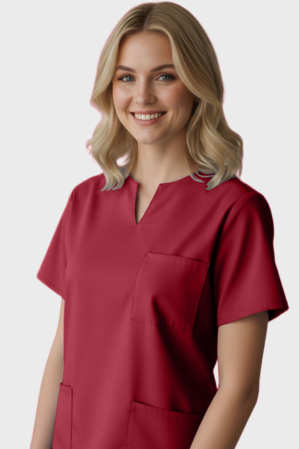 Panda Uniform Women's Three Pocket Split Neck Nursing Scrub Top