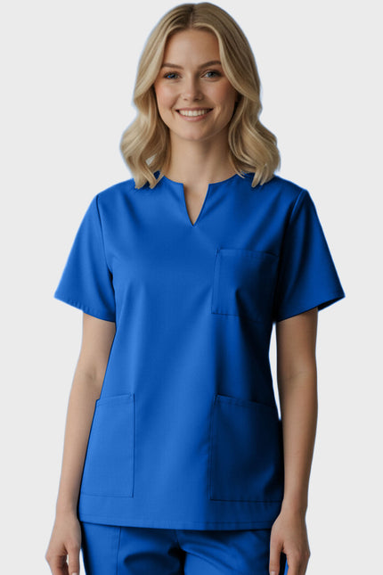 Panda Uniform Women's Three Pocket Split Neck Nursing Scrub Top