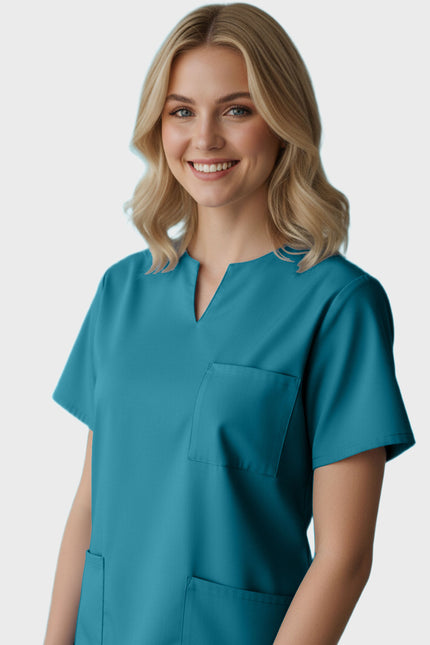 Panda Uniform Women's Three Pocket Split Neck Nursing Scrub Top