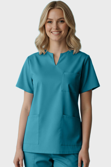 Panda Uniform Women's Three Pocket Split Neck Nursing Scrub Top