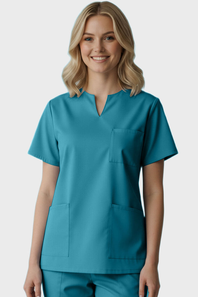 Panda Uniform Women's Three Pocket Split Neck Nursing Scrub Top - Made In USA