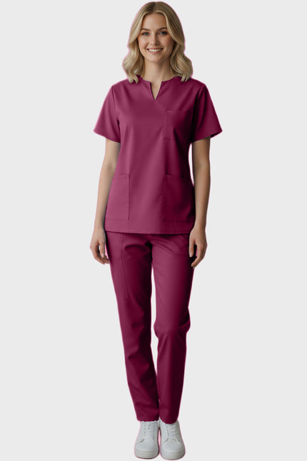 Panda Uniform Women's Three Pocket Split Neck Nursing Scrub Top