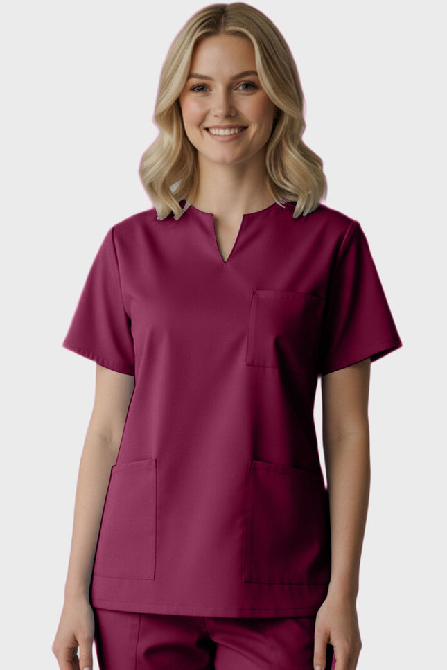 Panda Uniform Women's Three Pocket Split Neck Nursing Scrub Top - Made In USA
