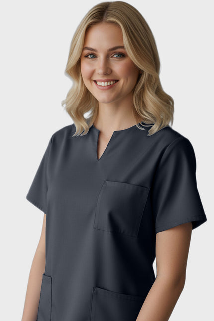 Panda Uniform Women's Three Pocket Split Neck Nursing Scrub Top