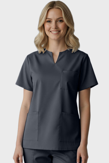 Panda Uniform Women's Three Pocket Split Neck Nursing Scrub Top